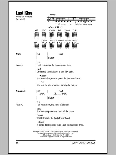 chords for last kiss taylor swift